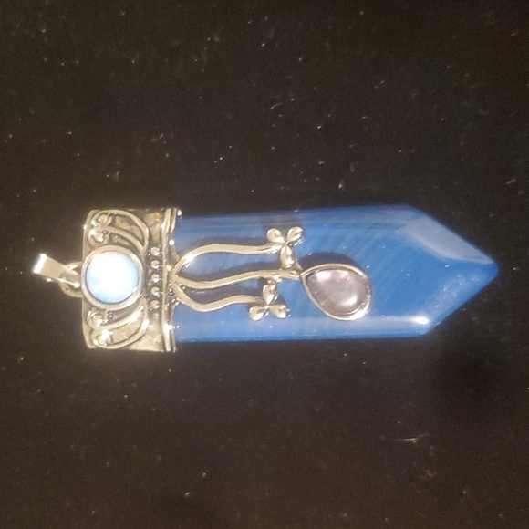 New Inverted Blue Striped Agate with Opalite Magical Pendant Healing Sword. - Picture 3 of 8